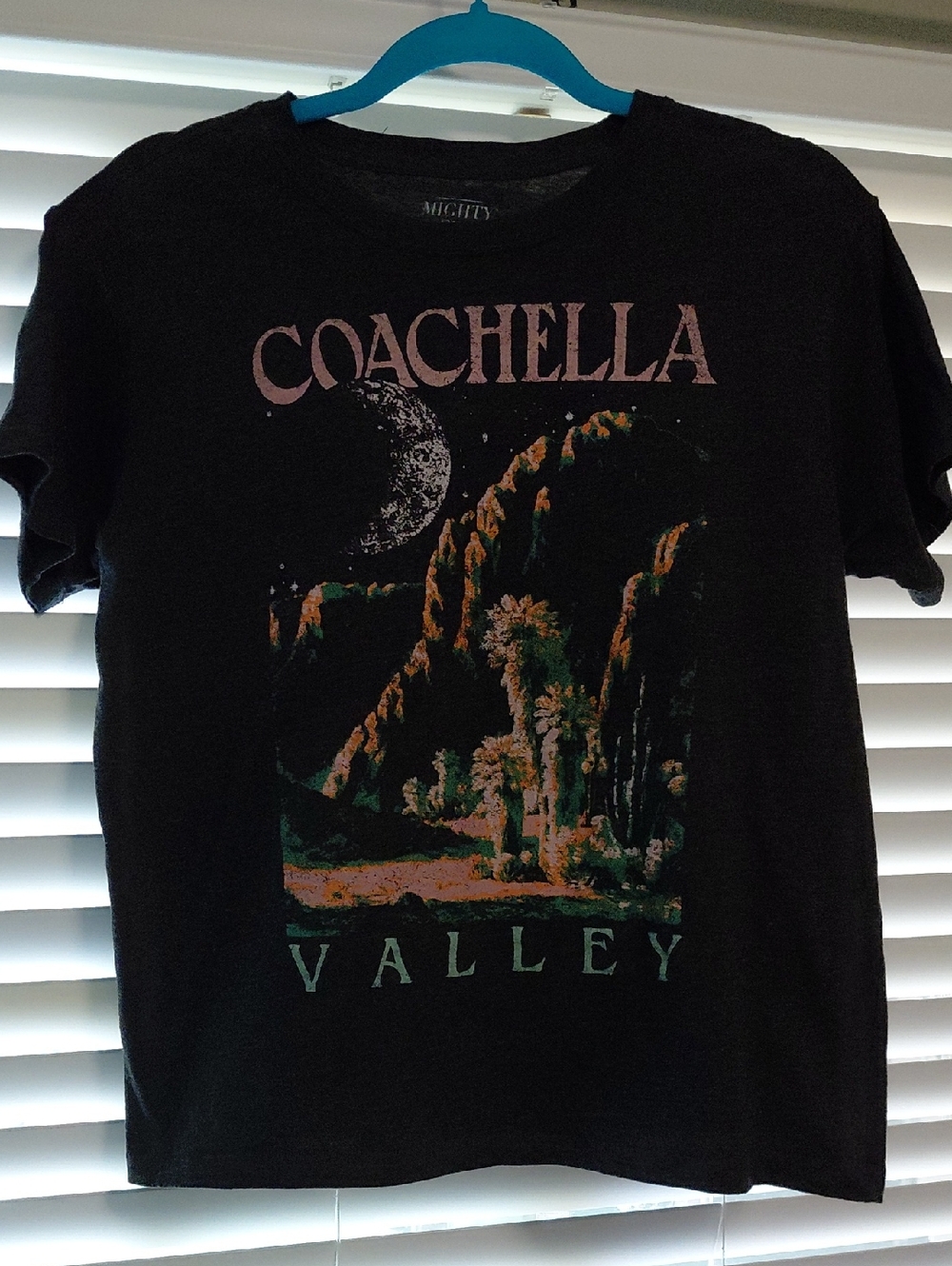 Mighty Fine Black Coachella Valley Tee with Pink Logo